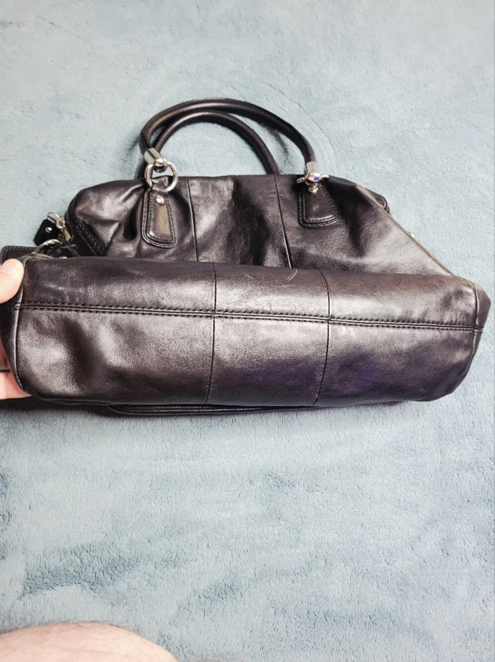 Vintage Coach Kristin Black Glove Tanned Leather Satchel Bag 14751